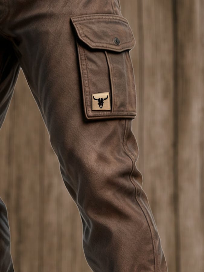 Linentra | Men's Brown Cargo Pants