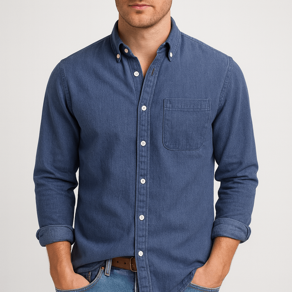 Linentra | Elegant collar long-sleeved shirt