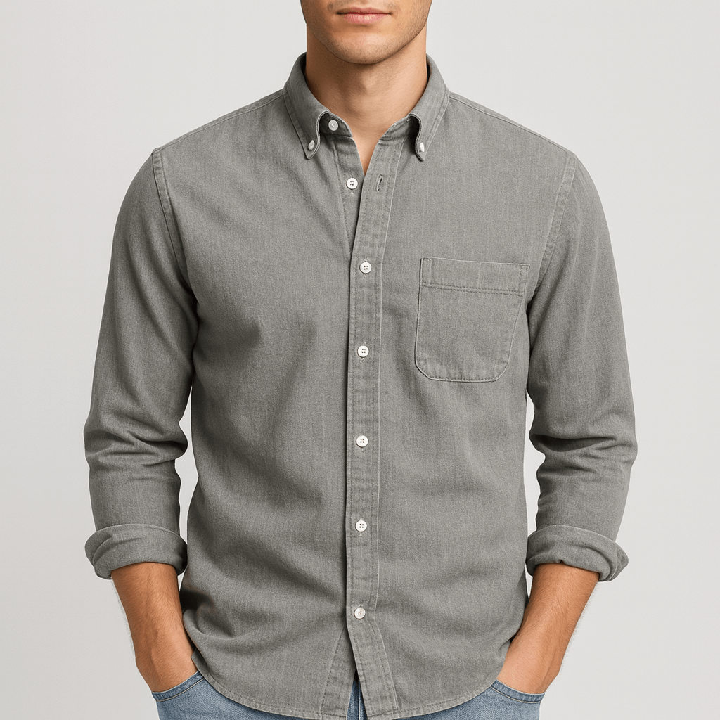 Linentra | Elegant collar long-sleeved shirt