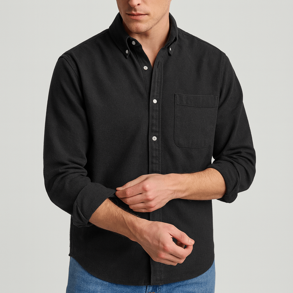 Linentra | Elegant collar long-sleeved shirt