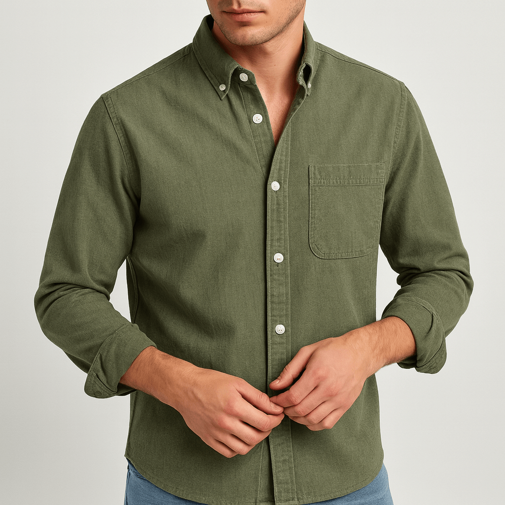 Linentra | Elegant collar long-sleeved shirt