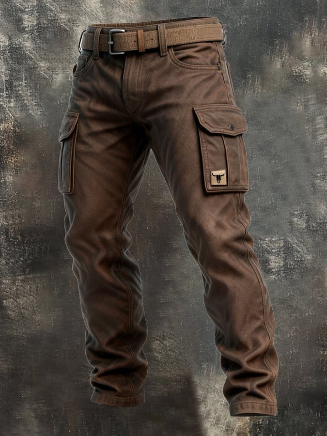Linentra | Men's Brown Cargo Pants