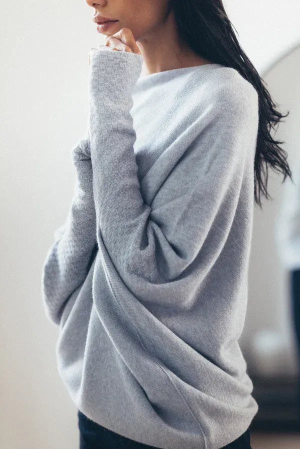 Linentra | Women's Asymmetric Draped Knit Jumper