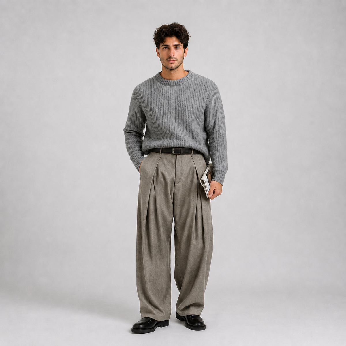 Linentra | Men's Relaxed Pleated Dress Pants