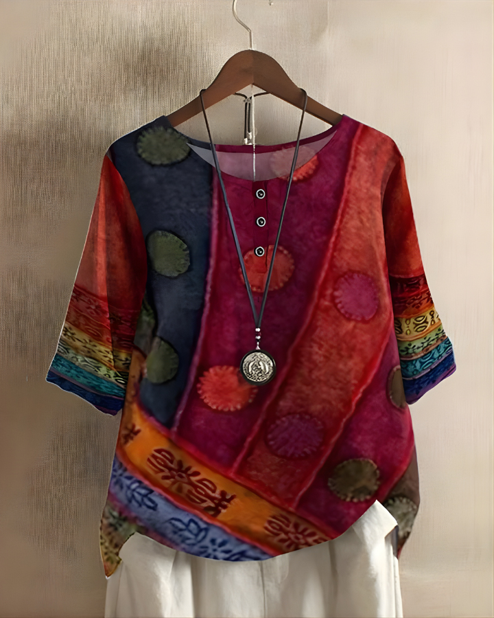 Linentra | Women's Printed Relaxed Top