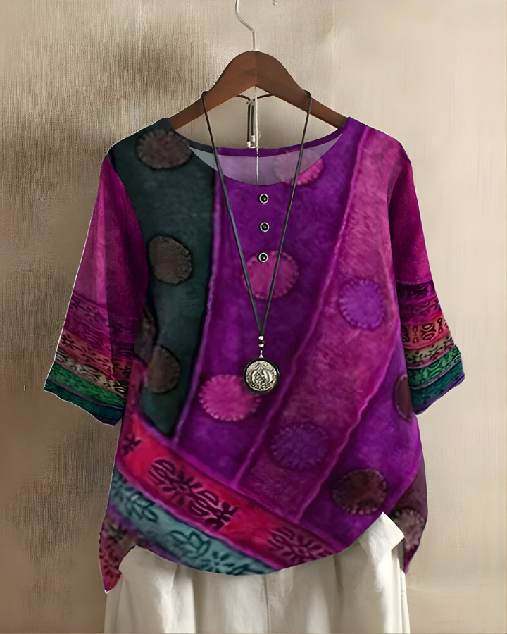 Linentra | Women's Printed Relaxed Top