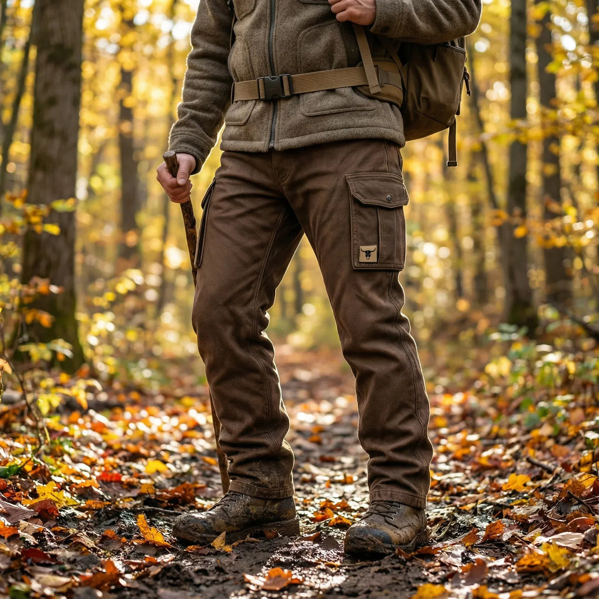 Linentra | Men's Brown Cargo Pants