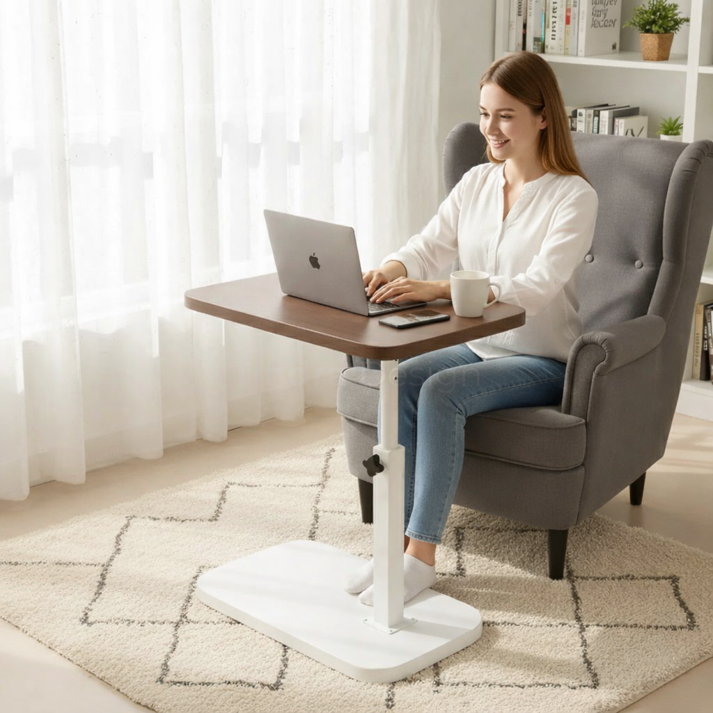Linentra | Height-Adjustable C-Shaped Side Table