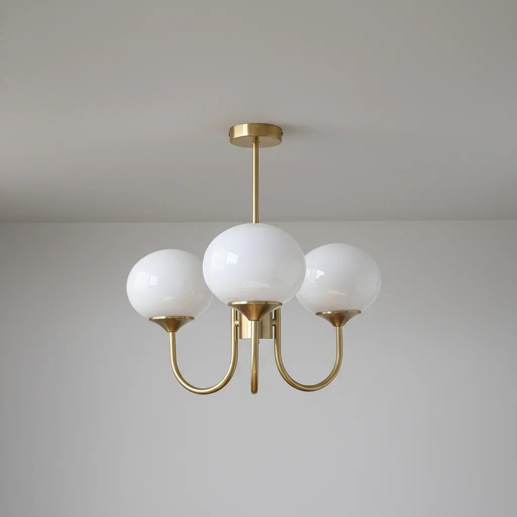 Linentra | Pink Glass Ceiling Light in Gold Finish