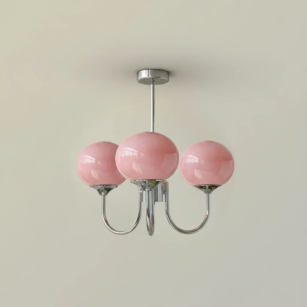 Linentra | Pink Glass Ceiling Light in Gold Finish