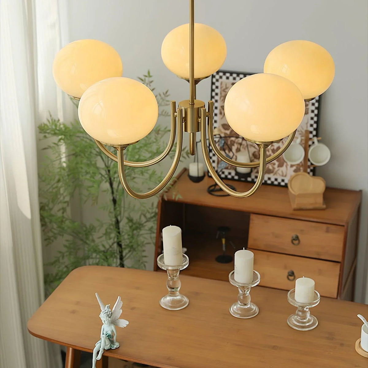 Linentra | Pink Glass Ceiling Light in Gold Finish