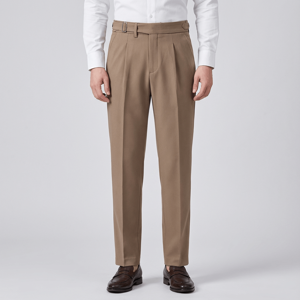 Linentra | Men's High-Waisted Pleated Trousers