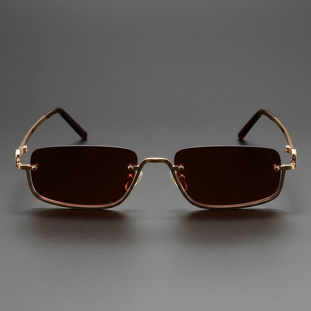 Linentra | Men's Rimless Polarised Rectangular Sunglasses