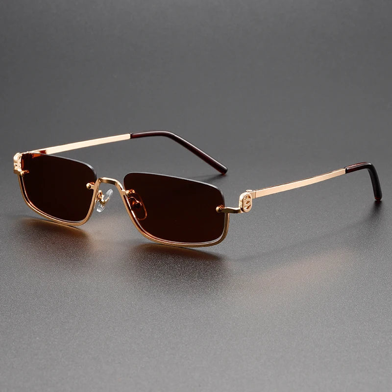 Linentra | Men's Rimless Polarised Rectangular Sunglasses