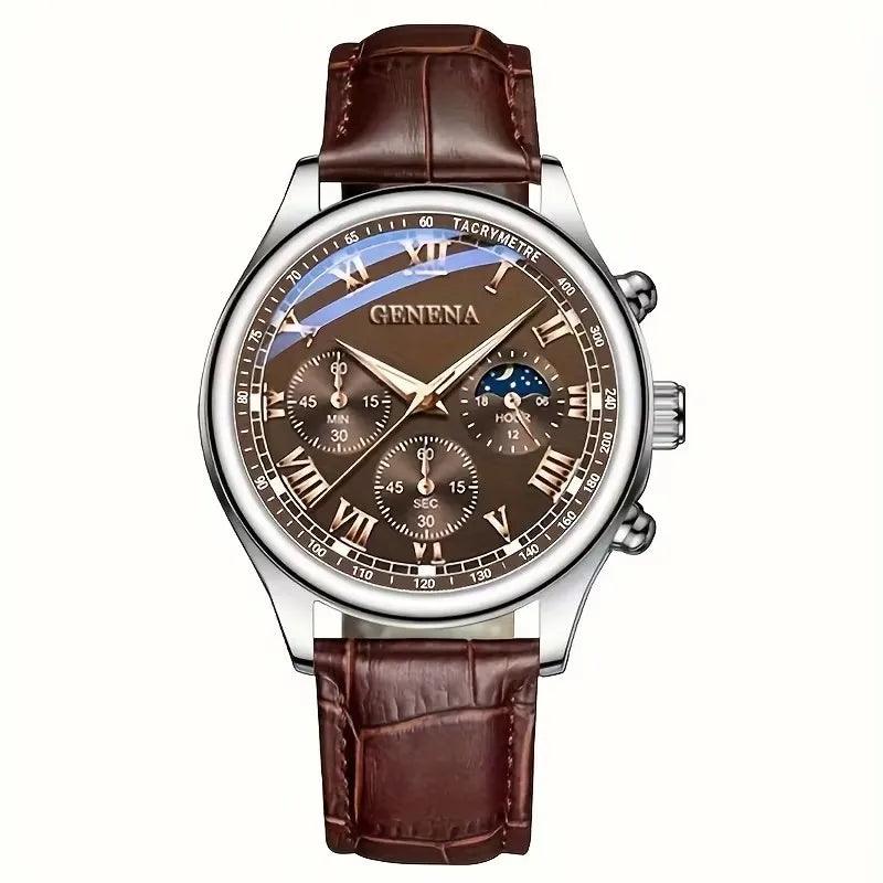 Linentra | Men's Moon Phase Watch in Brown