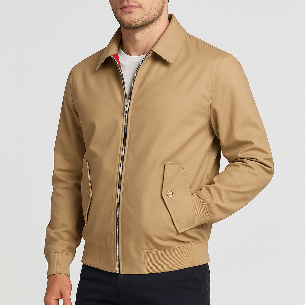 Linentra | Classic bomber jacket with cuffs and zipper closure