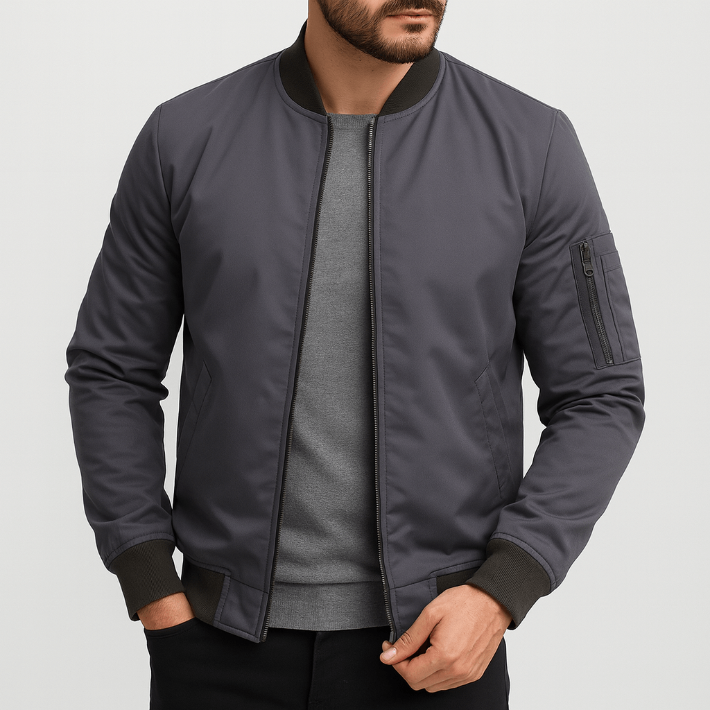 Linentra | Lightweight bomber jacket with ribbed trim