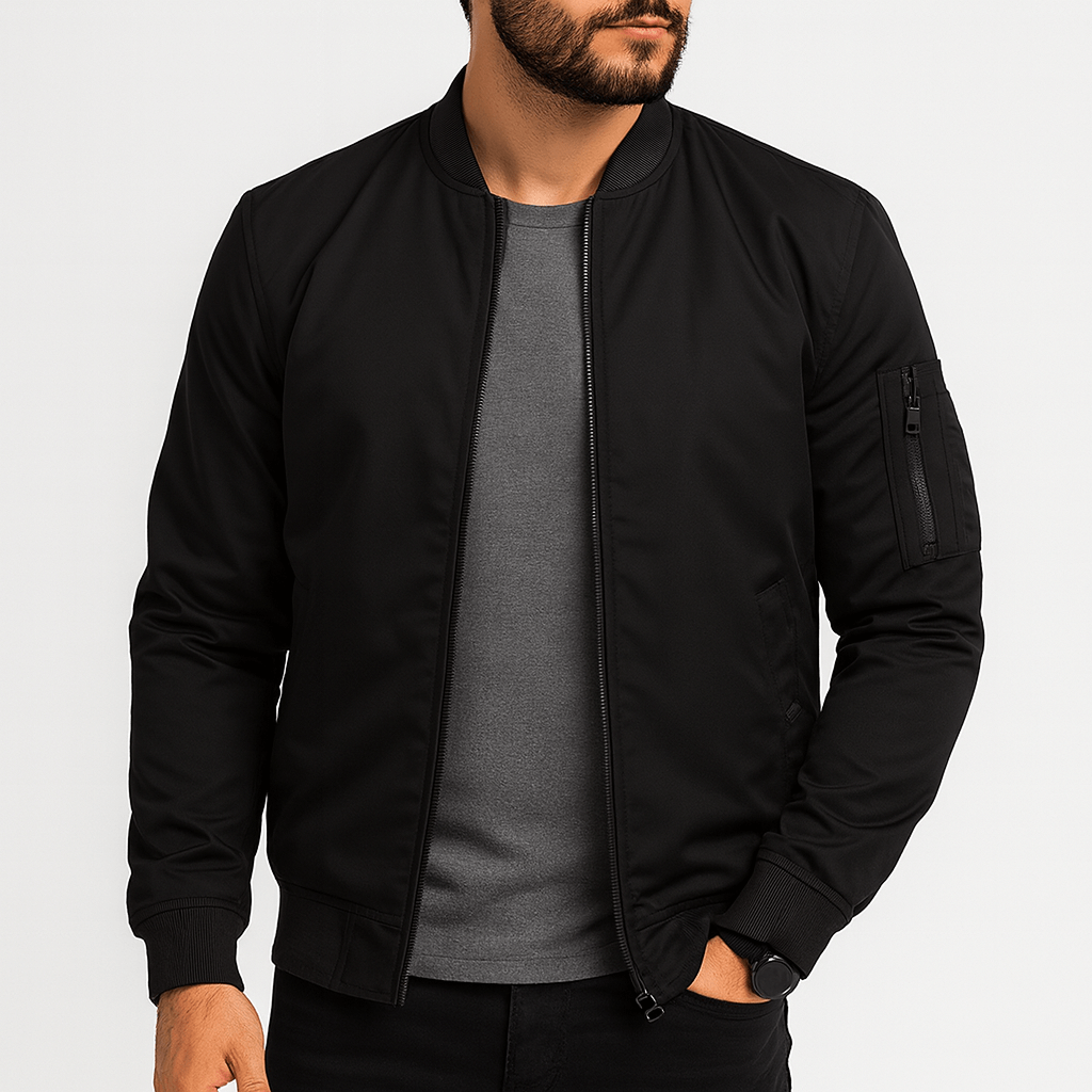 Linentra | Lightweight bomber jacket with ribbed trim