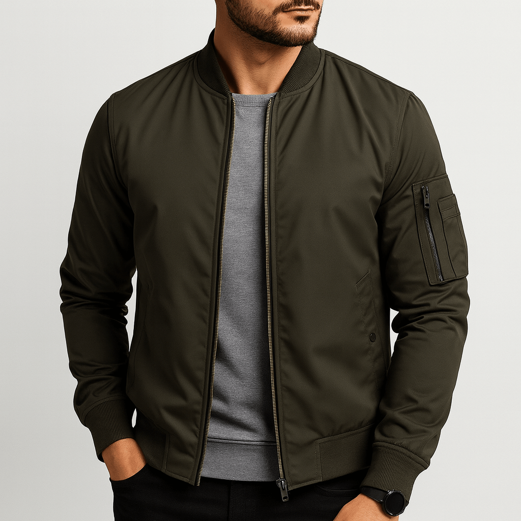 Linentra | Lightweight bomber jacket with ribbed trim