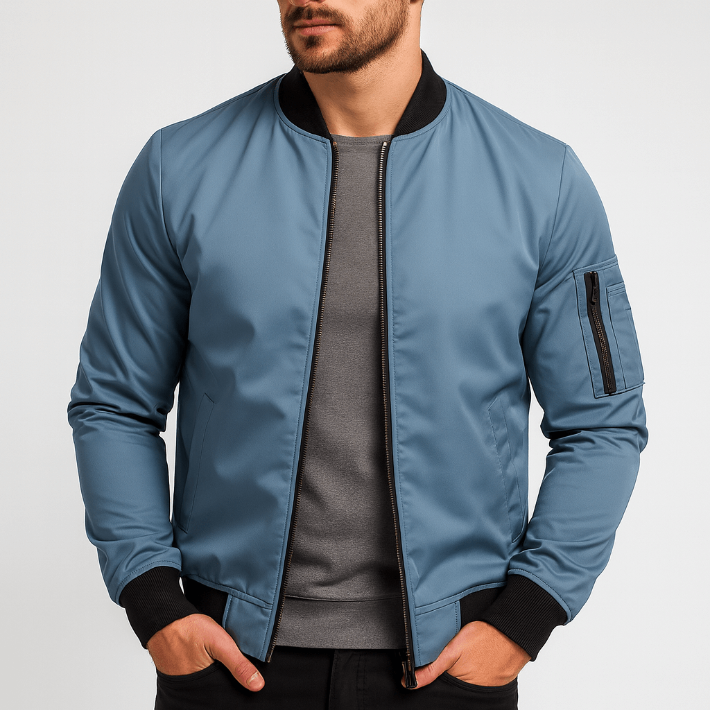 Linentra | Lightweight bomber jacket with ribbed trim