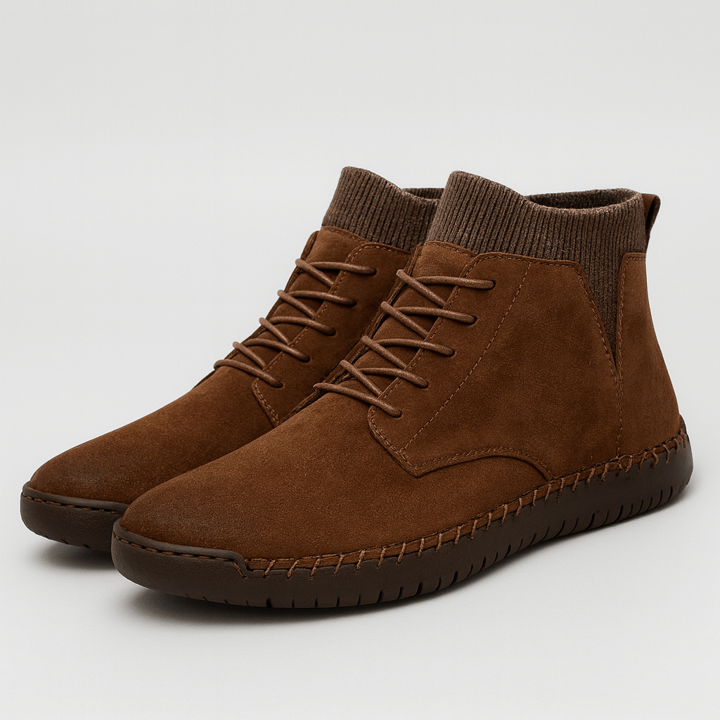 Linentra | Suede high heeled shoes with elastic cuff