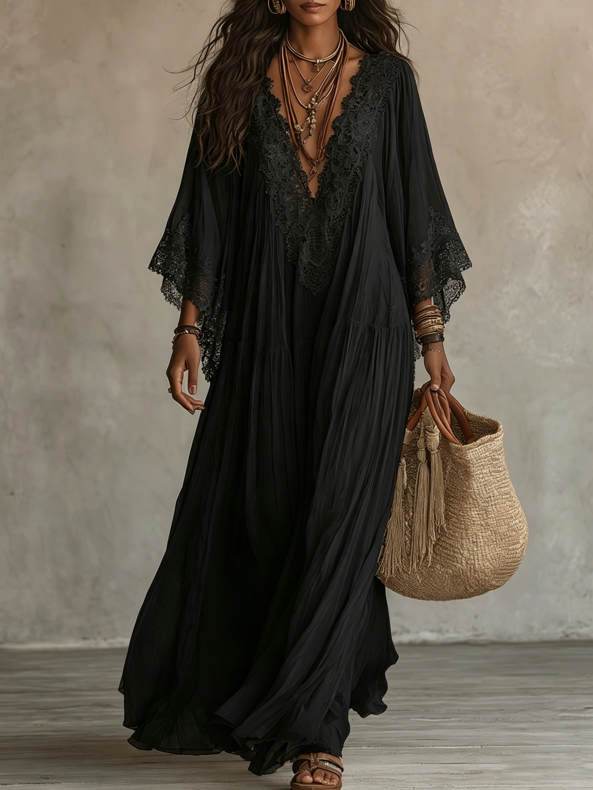 Linentra | Women's Lace Maxi Dress