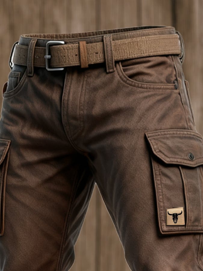 Linentra | Men's Brown Cargo Pants