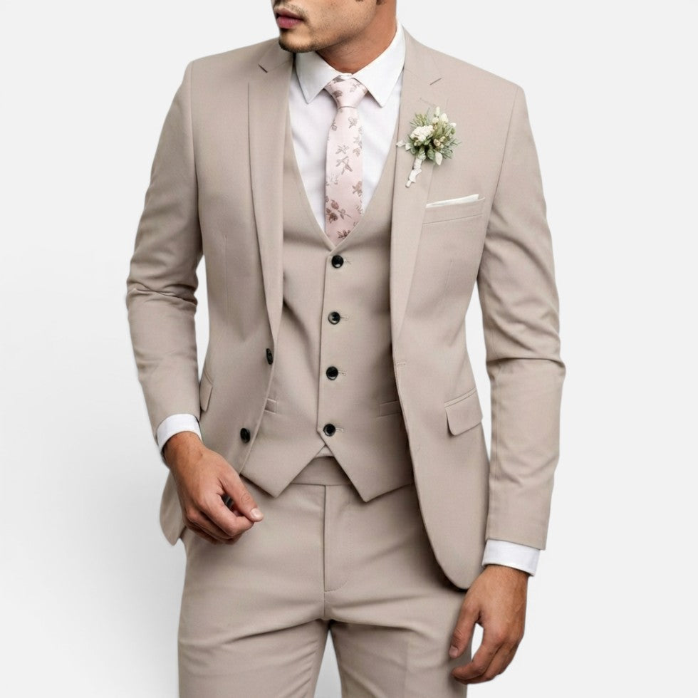 Linentra | Men's Slim Fit 3-Piece Suit with Vest