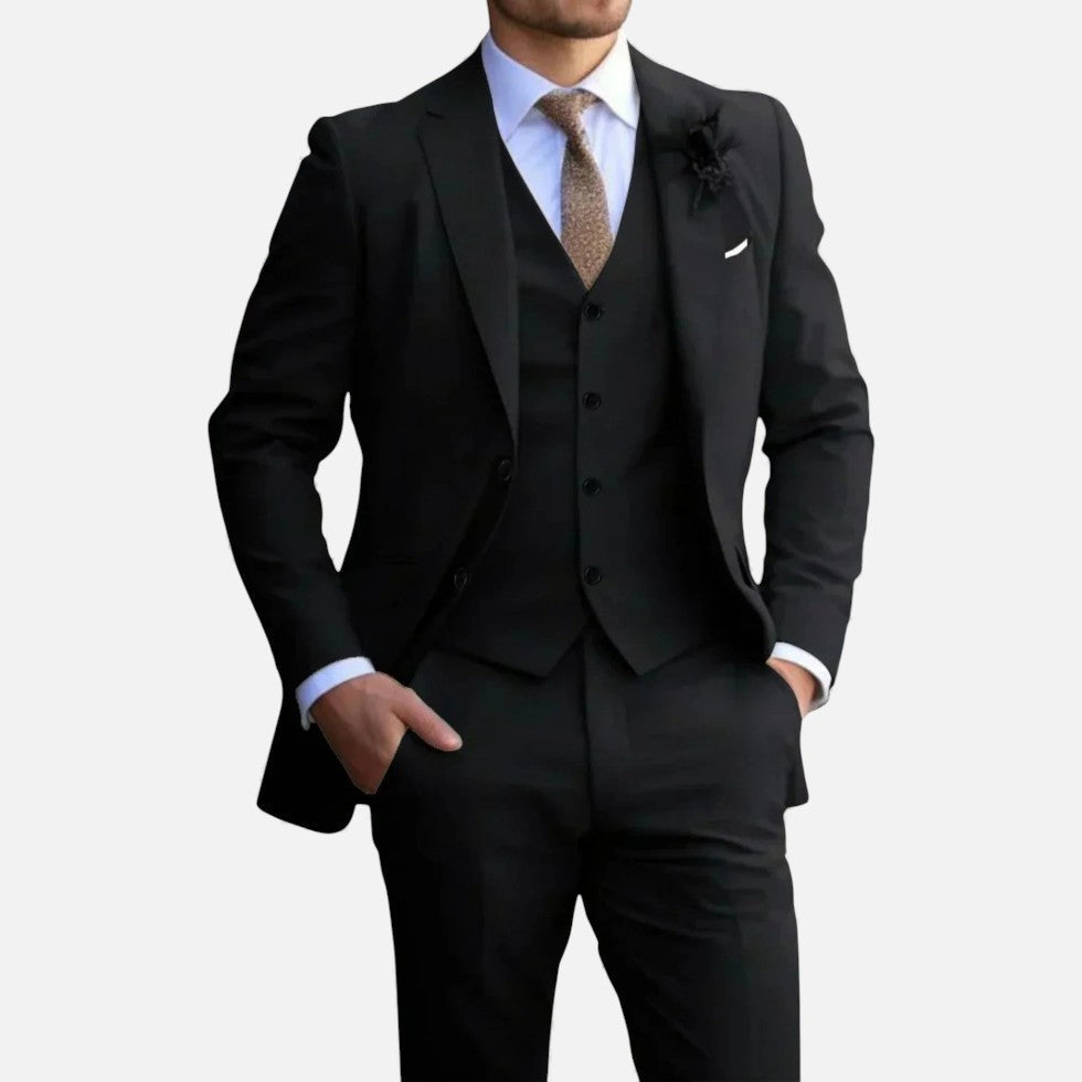 Linentra | Men's Slim Fit 3-Piece Suit with Vest