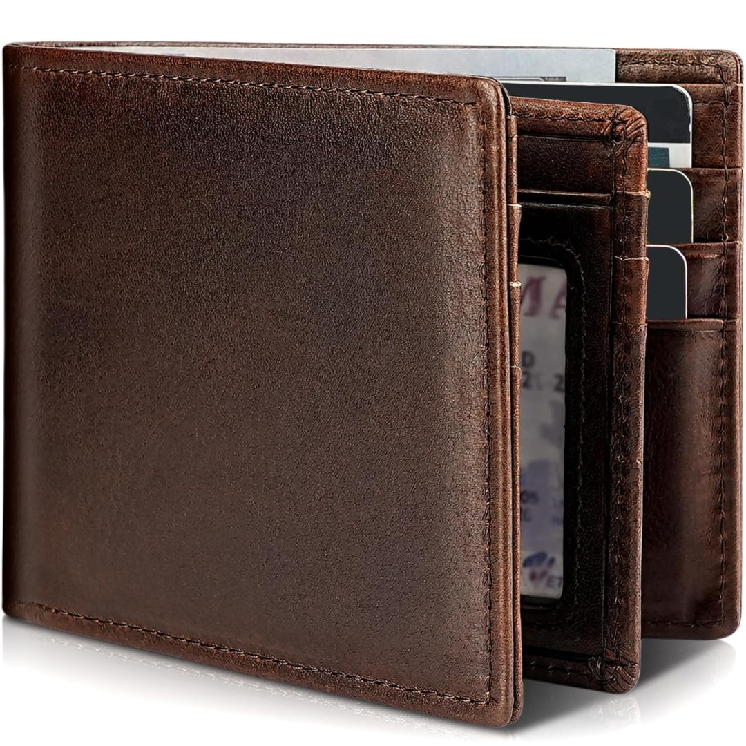 Linentra | Men's Leather Bifold Wallet with RFID Protection